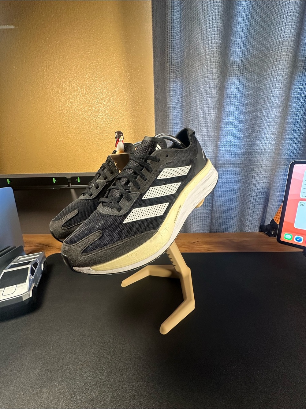 adidas Men’s Black Sneakers with White Stripes and Cream Midsole